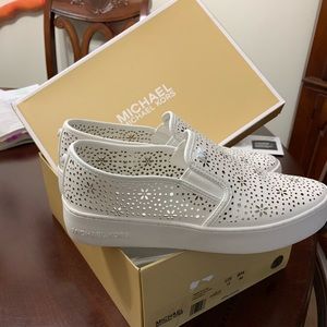 Michael Kors White Slip-On Shoes
